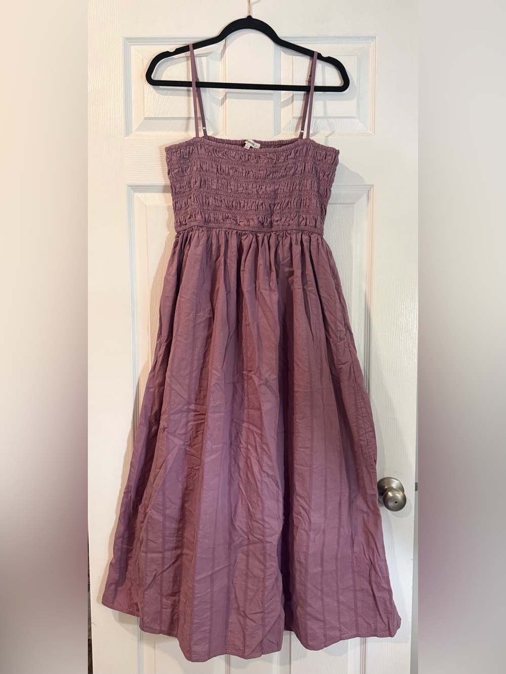 Madewell The Melody Smocked Midi Dress in Purple, Large